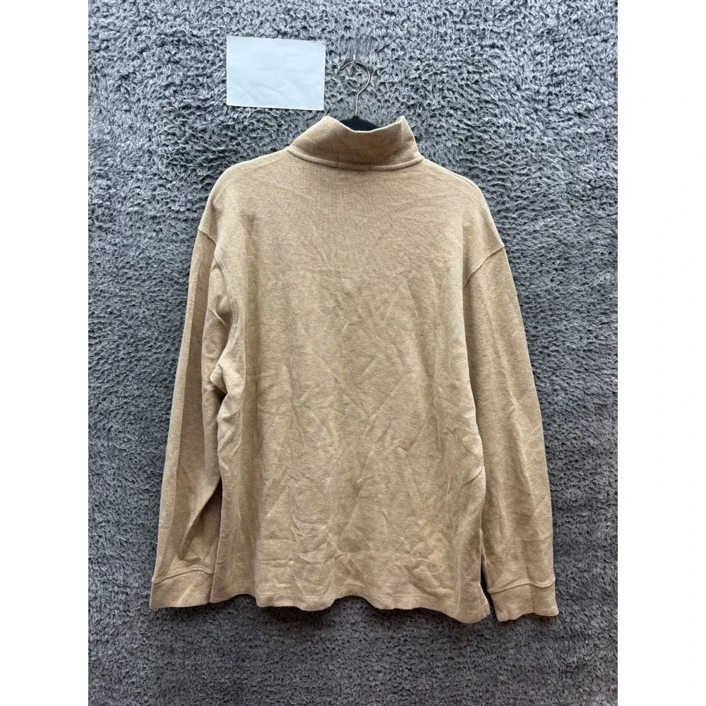Polo Ralph Lauren Estate Rib Quarter-Zip Pullover Sweater Beige Mens Size XL